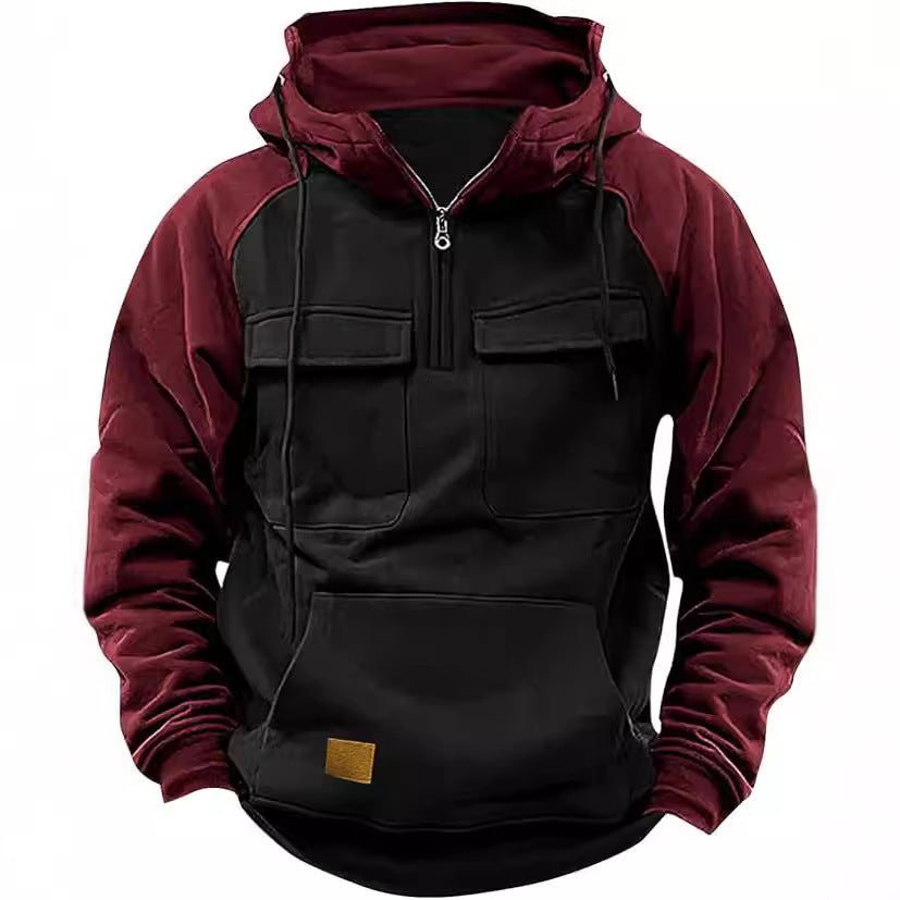 Men's Fleece Cargo Half-Zip Hoodie