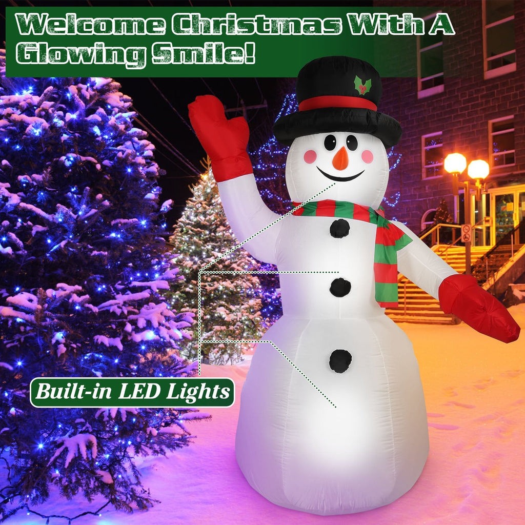 7.9 ft Christmas Inflatable Giant Snowman Blow up Light up Snowman with LED Lights Hat Scarf IPX4