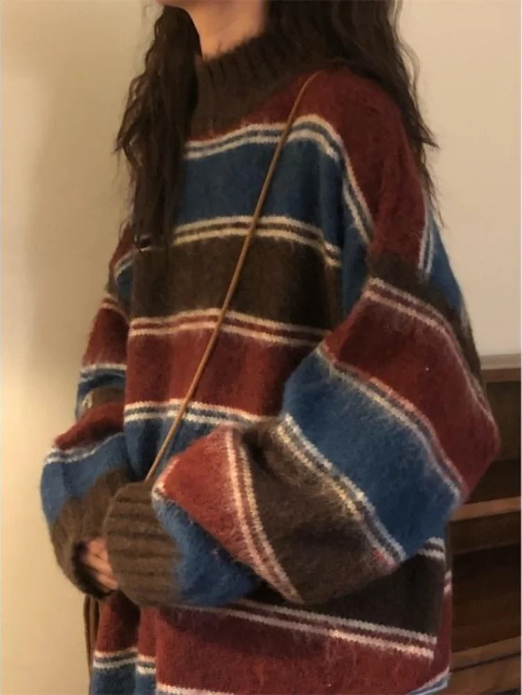 Women's Harajuku Striped Knit Sweater