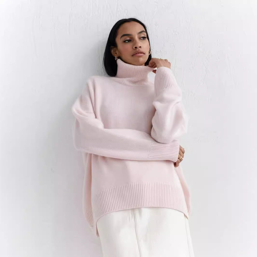 Relaxed Mock-Neck Knit Sweater