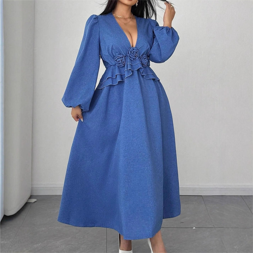Women's Plus Size Floral V-Neck Maxi Dress