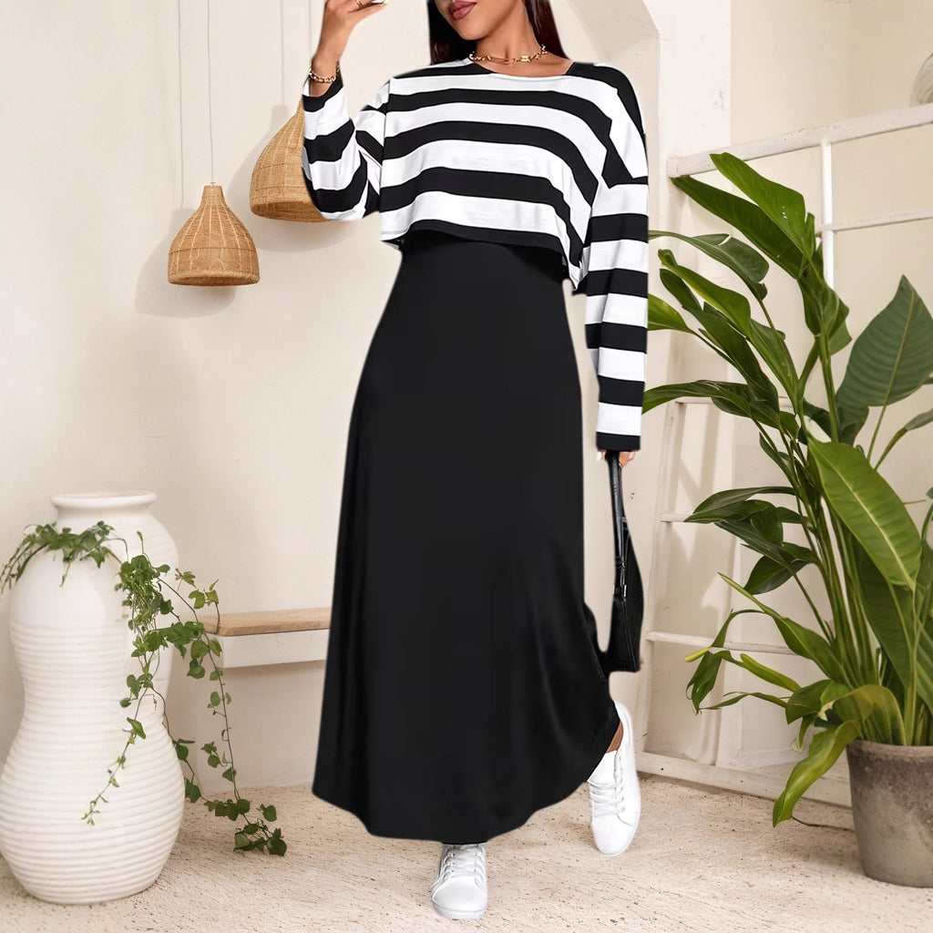 Women's Plus Size Striped Two-Piece Set