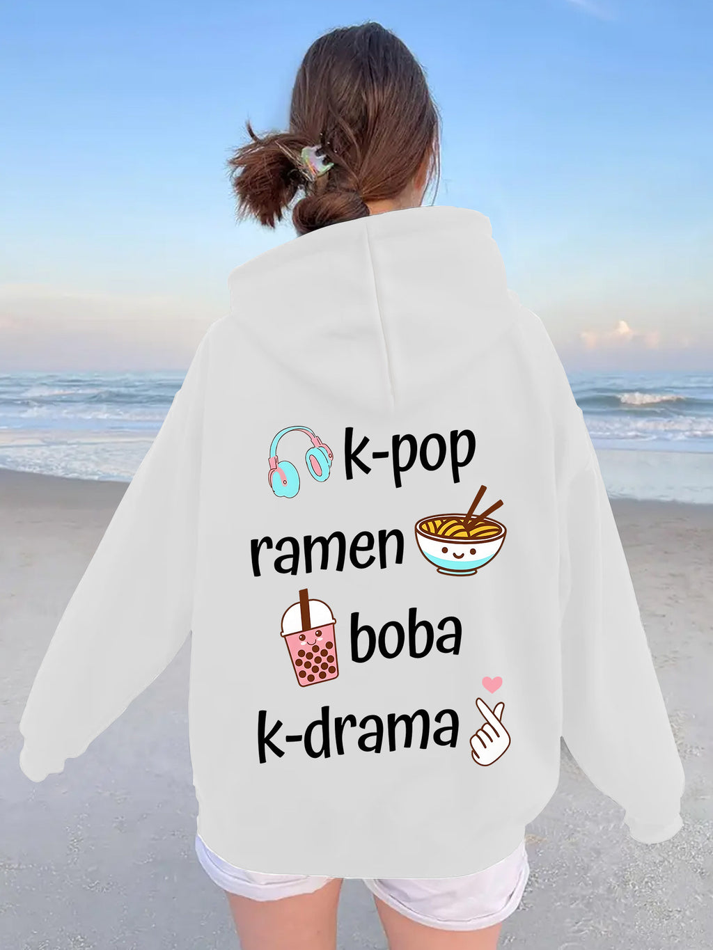 Printed and flannel hoodie for women