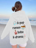 Printed and flannel hoodie for women