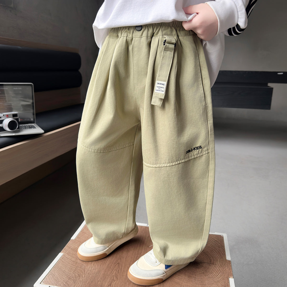 Kids’ Cotton Embroidered Casual Pants
