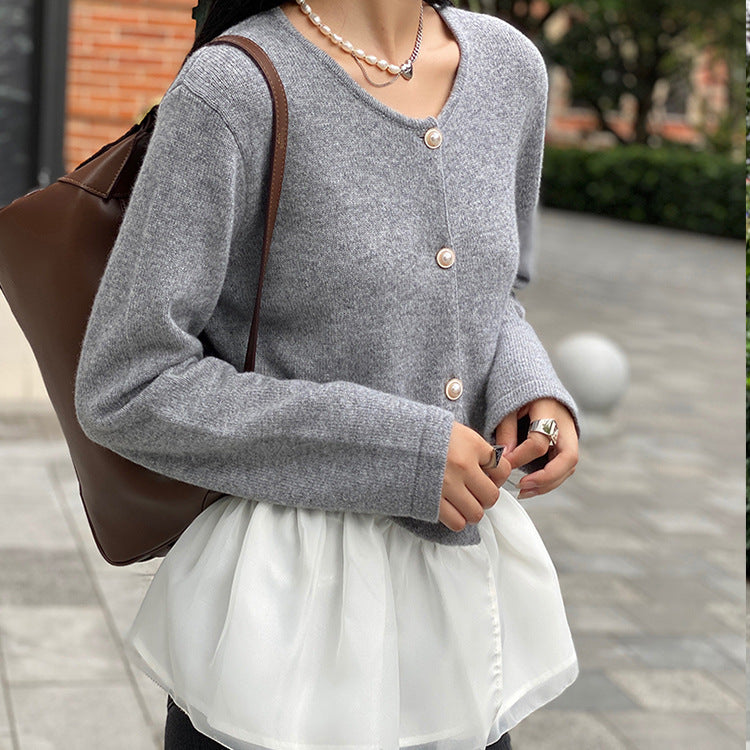 Round-Neck Button-Front Cardigan