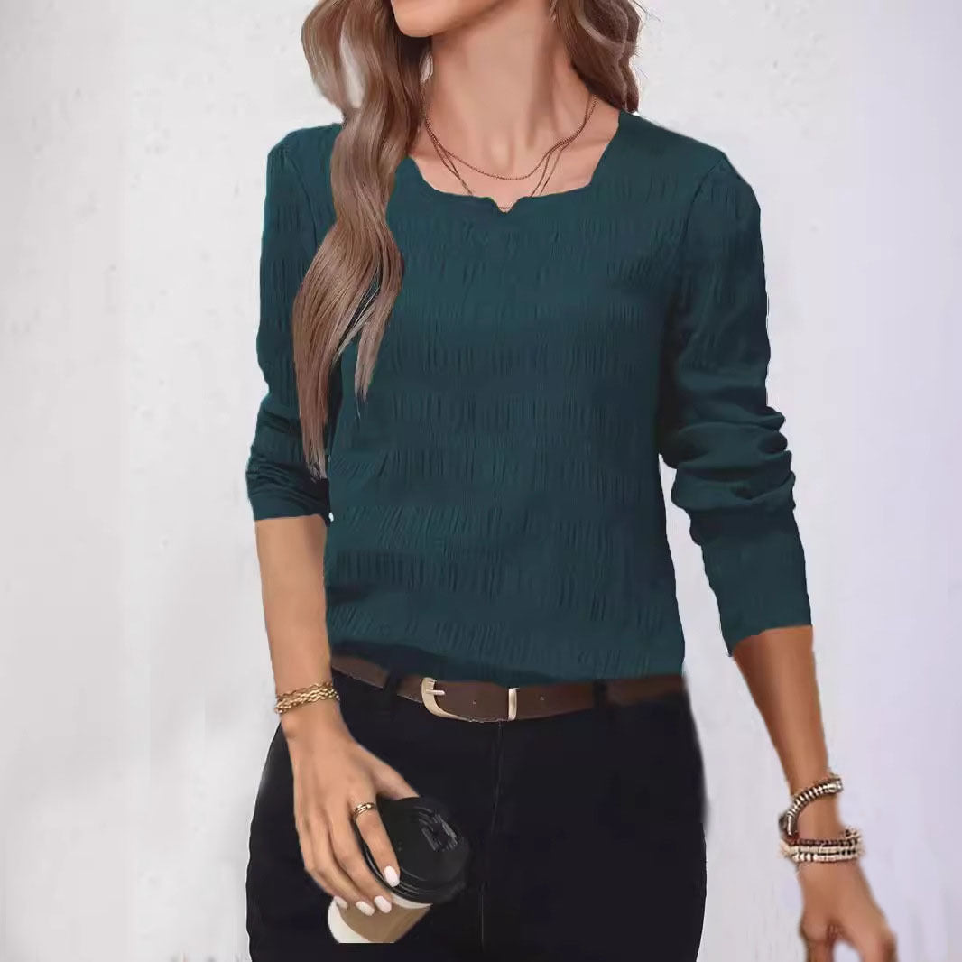 Textured Long-Sleeve Blouse