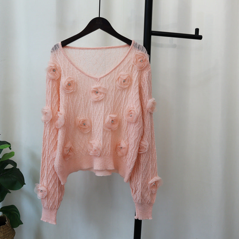 Floral V-Neck Sweater