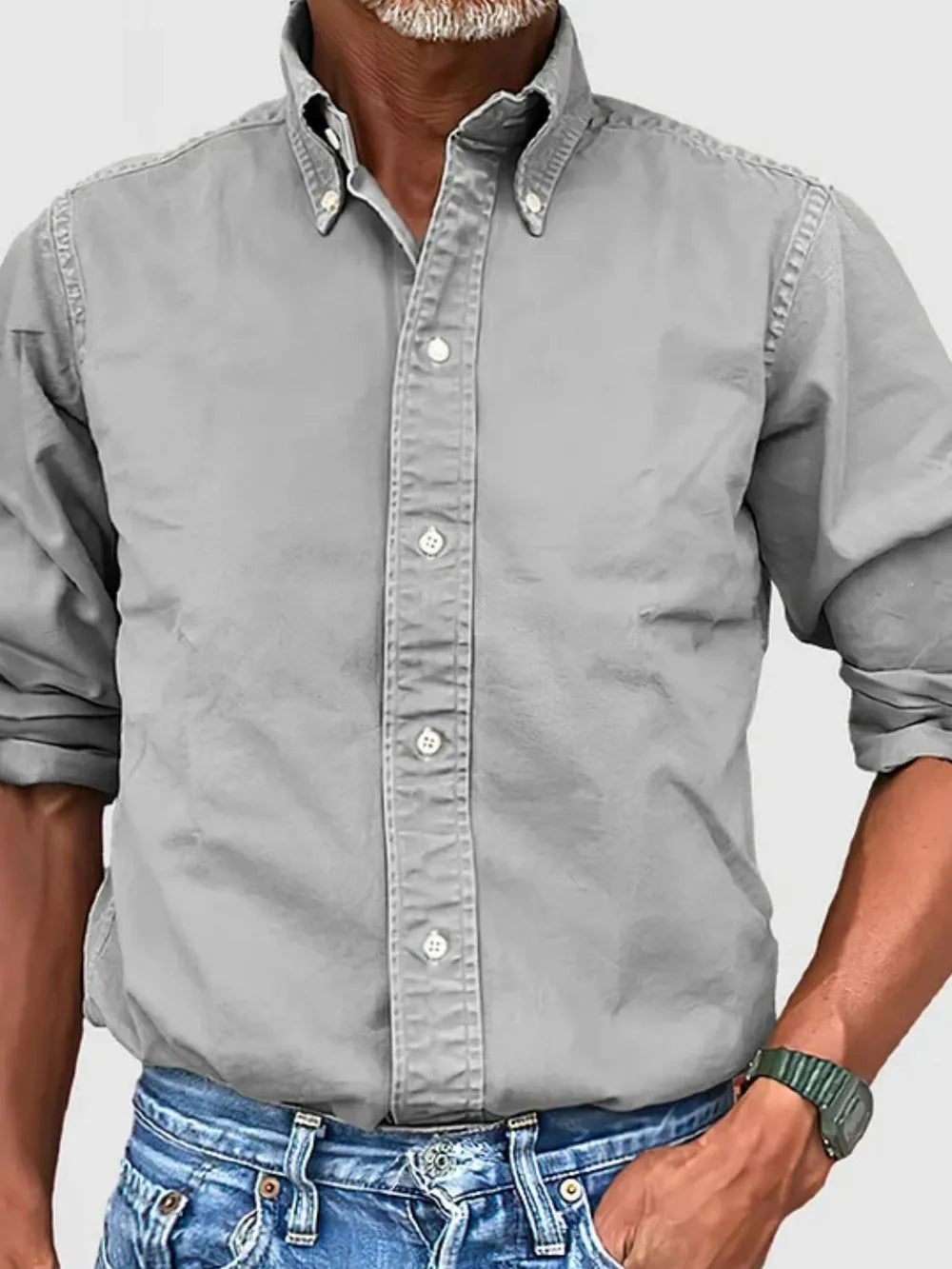 Men's Plus Size Collared Button-Down Shirt