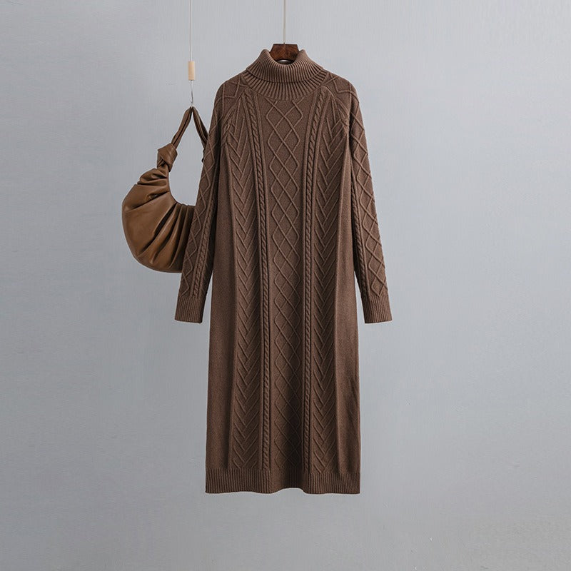 Women's High-Neck Midi Sweater Dress