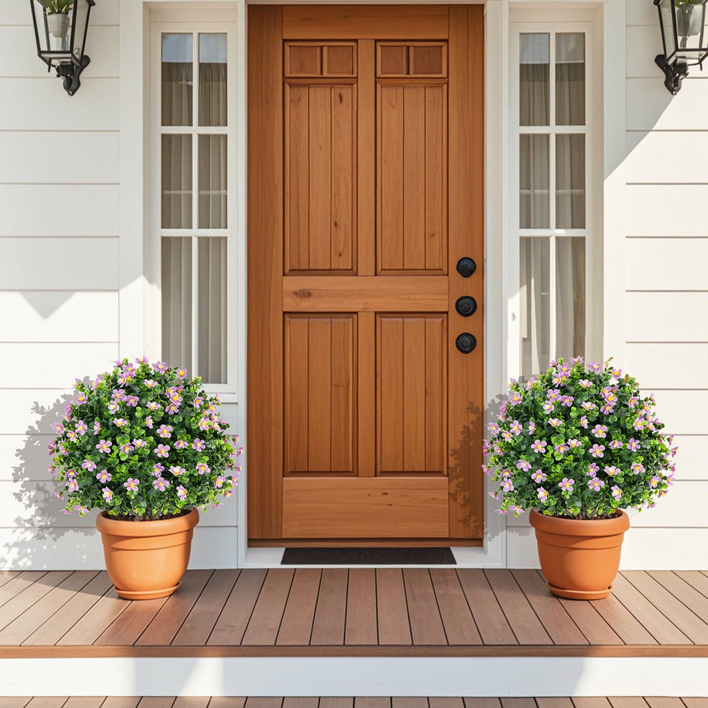 Artificial Flowering Boxwood Topiary Trees – Set of 2