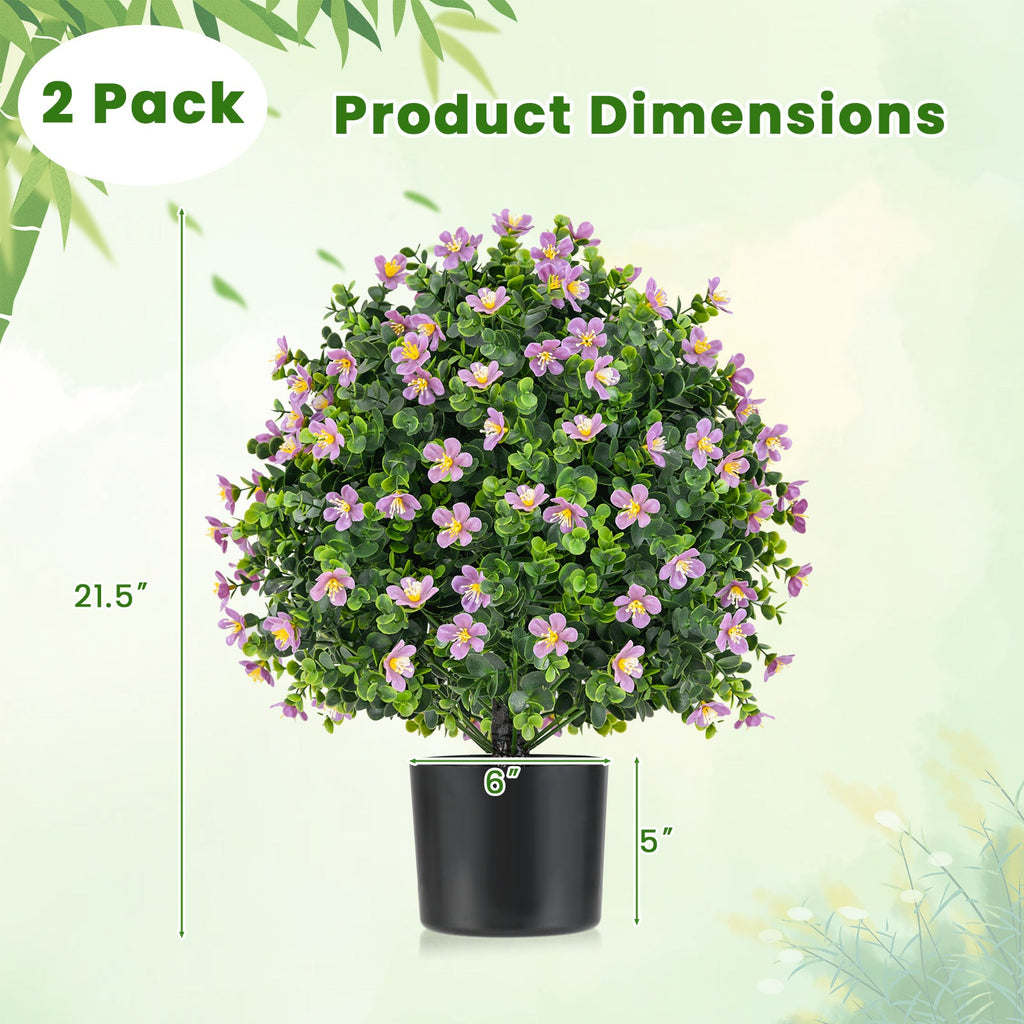 Artificial Flowering Boxwood Topiary Trees – Set of 2