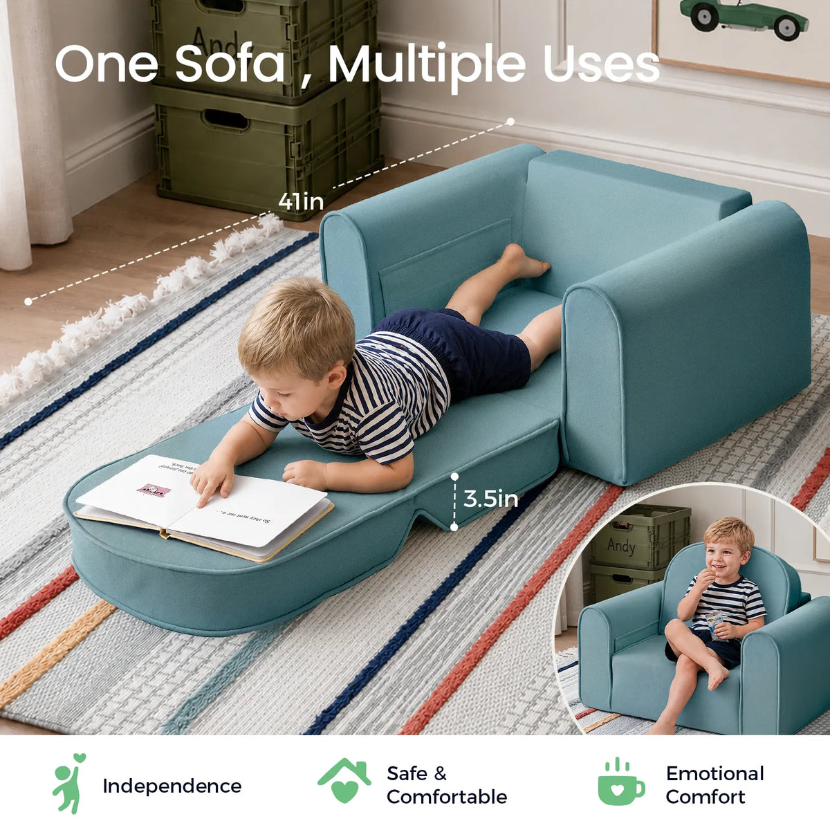 Tiny Land GentleSnug Kids' Convertible Sofa & Lounger