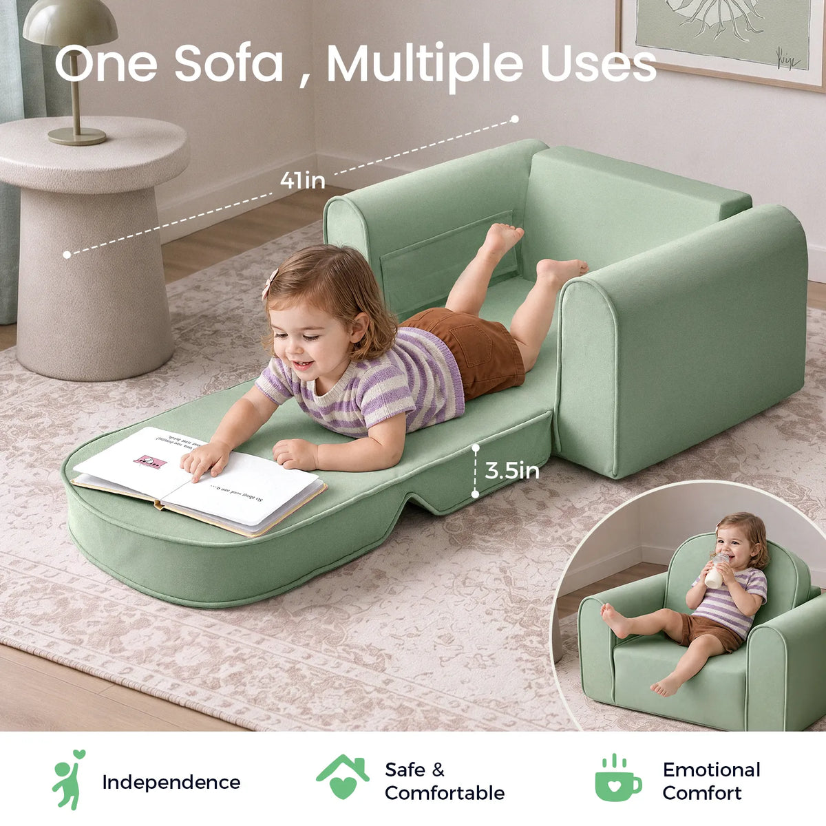 Tiny Land GentleSnug Kids' Convertible Sofa & Lounger