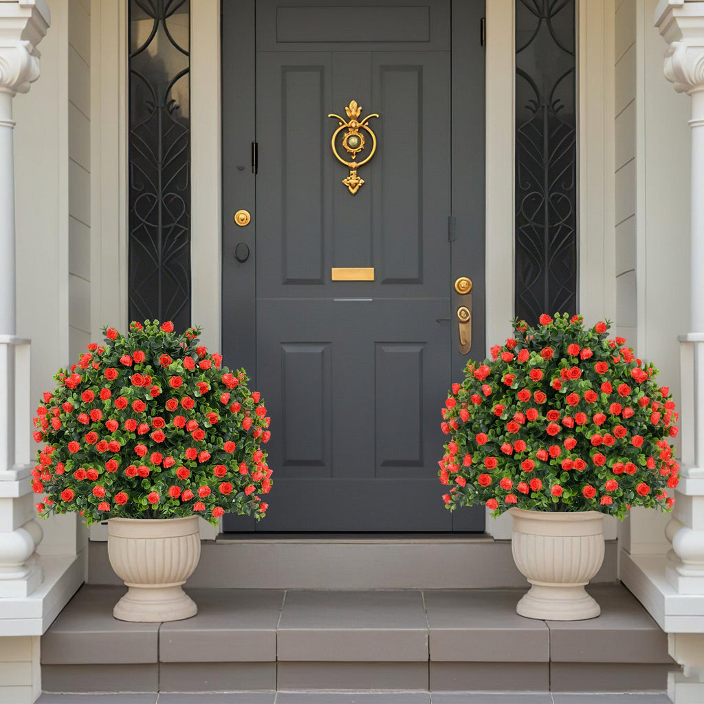 Artificial Red Rose Topiary Trees – Set of 2