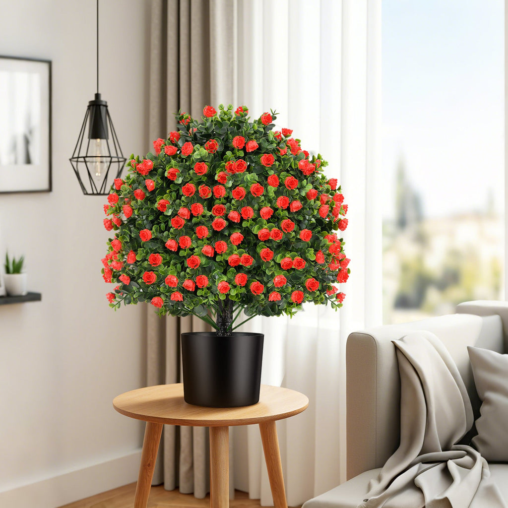 Artificial Red Rose Topiary Trees – Set of 2