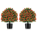 Artificial Red Rose Topiary Trees – Set of 2