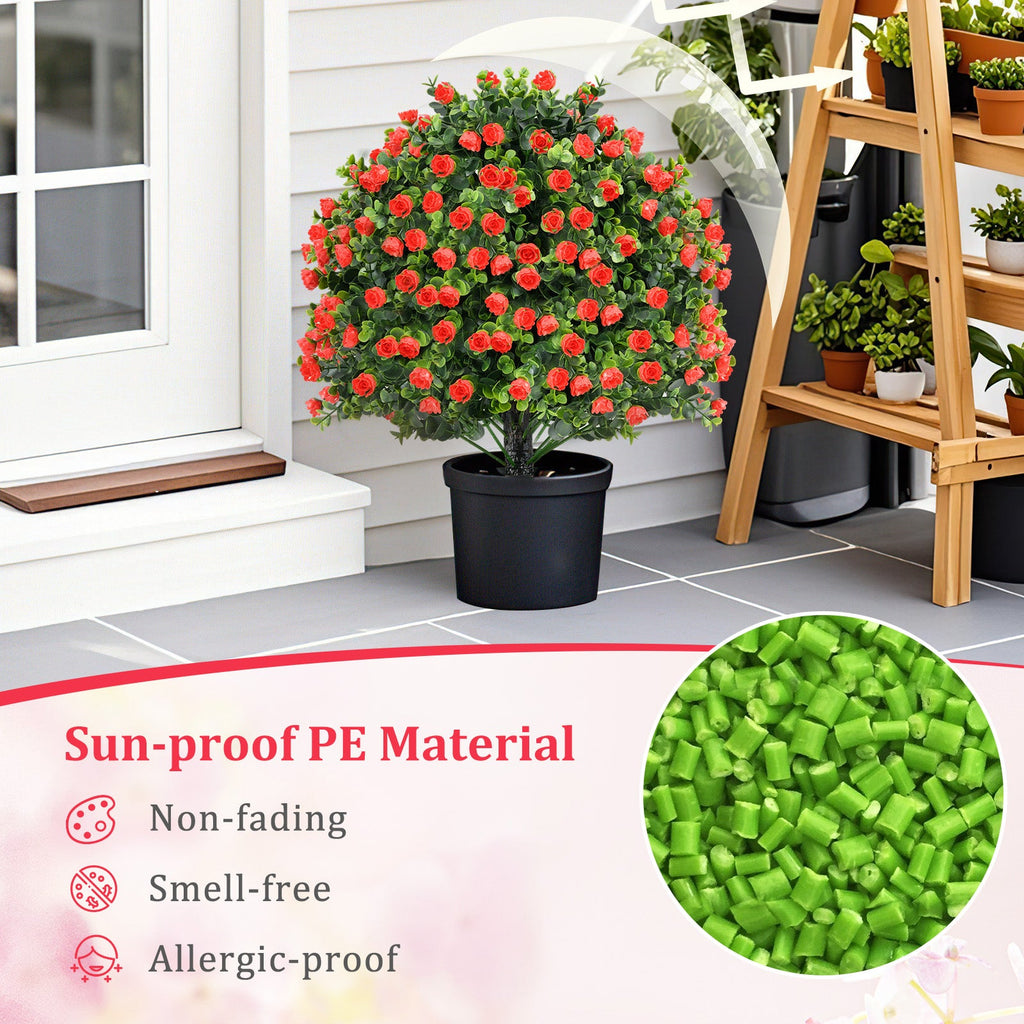 Artificial Red Rose Topiary Trees – Set of 2