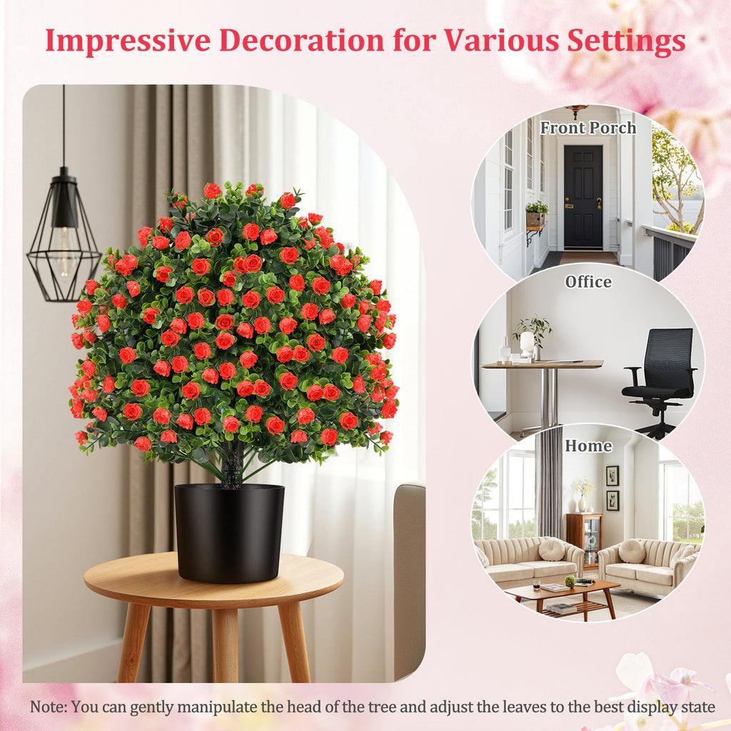 Artificial Red Rose Topiary Trees – Set of 2