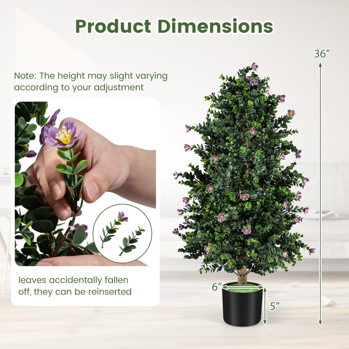 Flowering Artificial Cone Topiary Trees – Set of 2