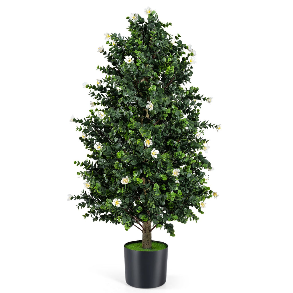 Flowering Artificial Cone Topiary Trees – Set of 2