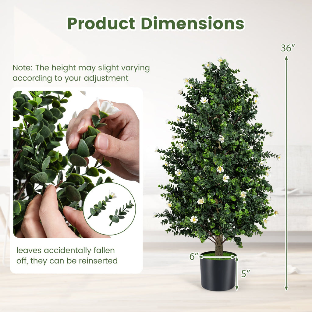 Flowering Artificial Cone Topiary Trees – Set of 2