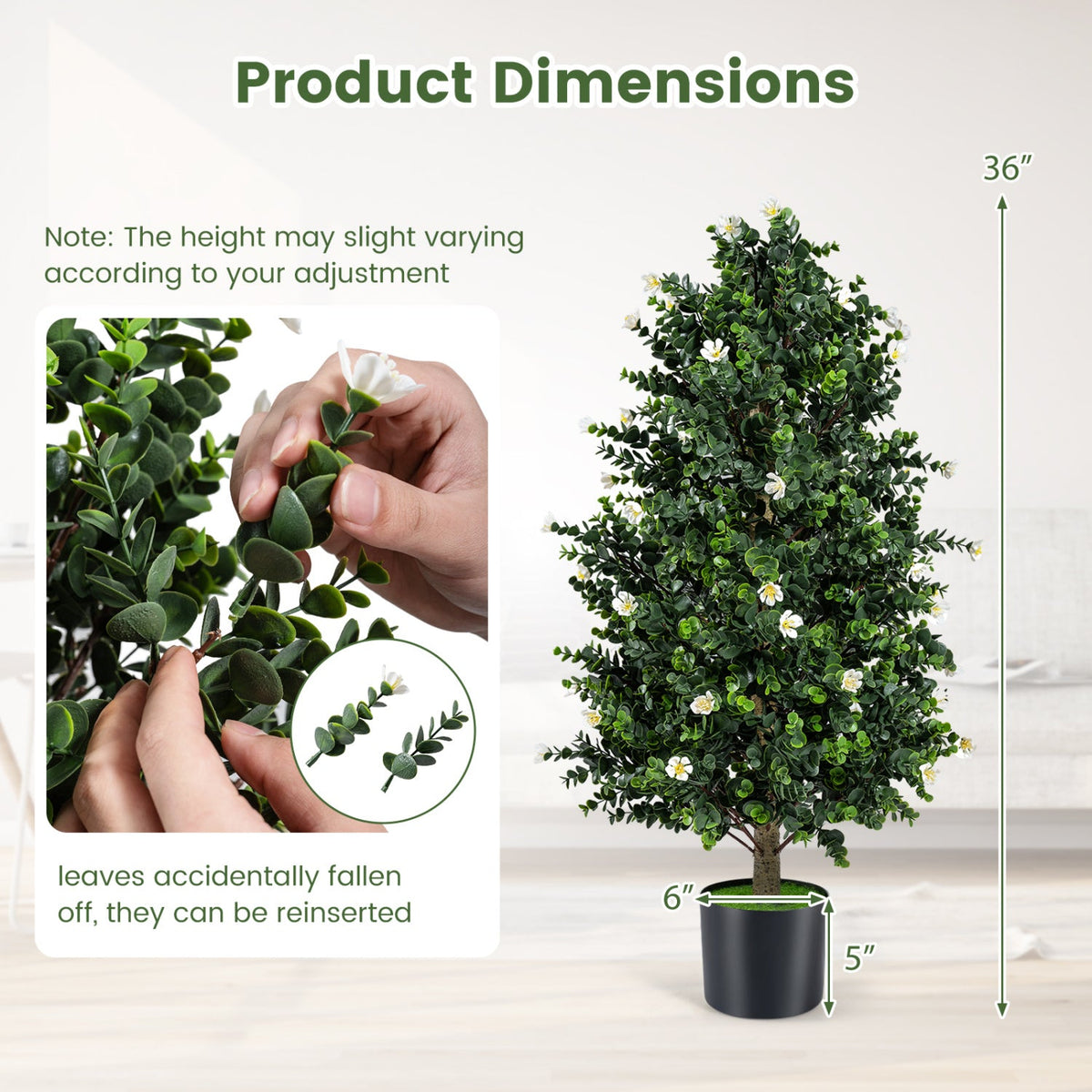 Flowering Artificial Cone Topiary Trees – Set of 2