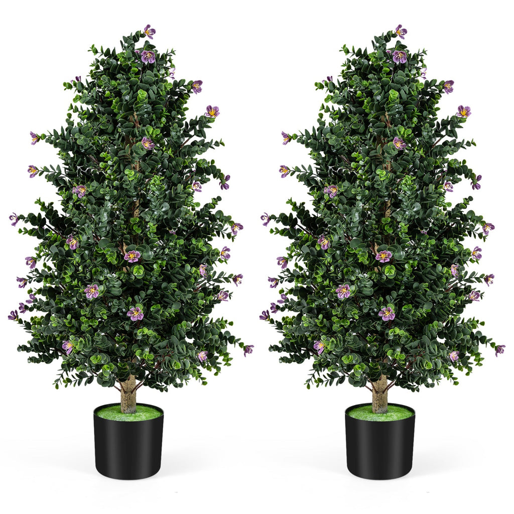 Flowering Artificial Cone Topiary Trees – Set of 2