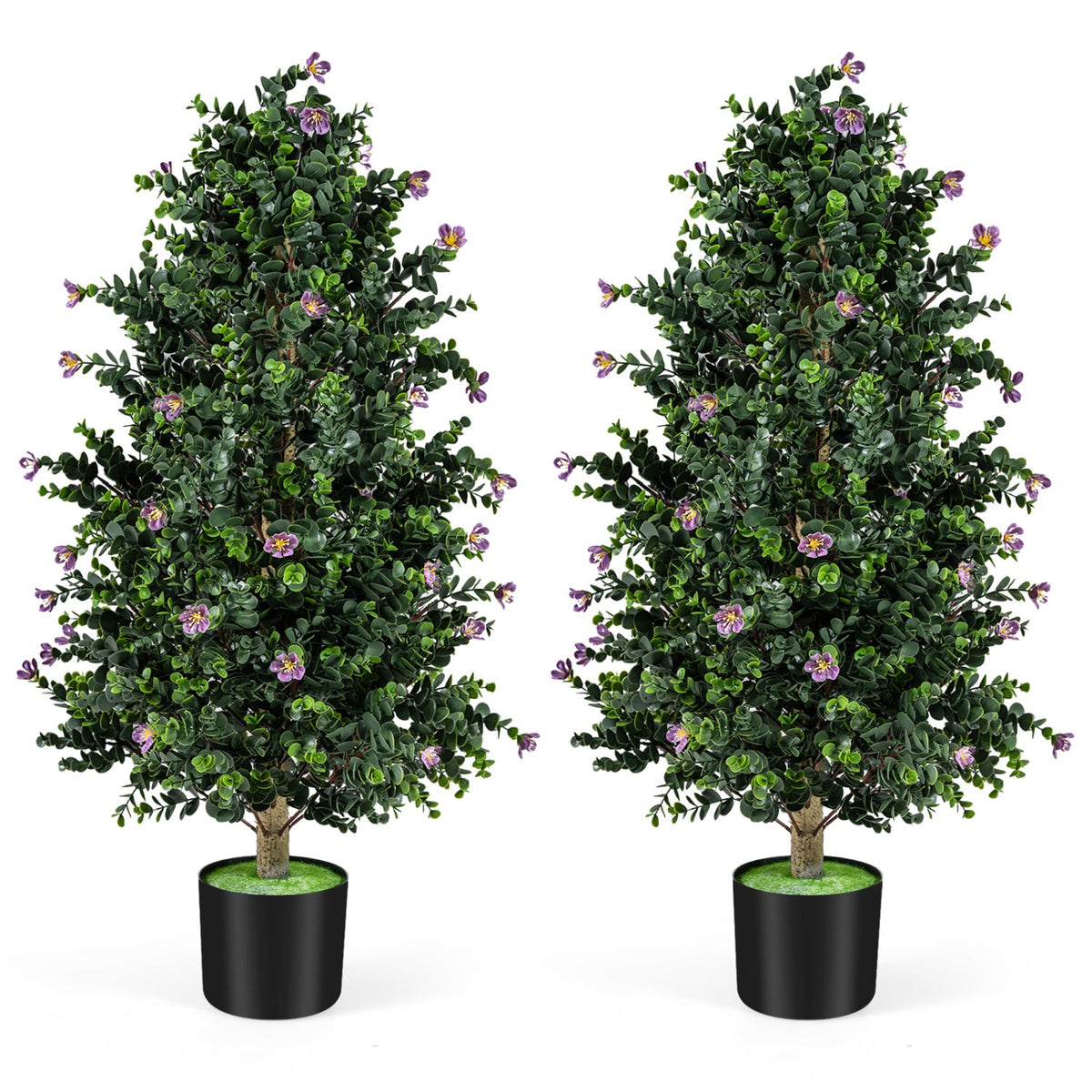 Flowering Artificial Cone Topiary Trees – Set of 2