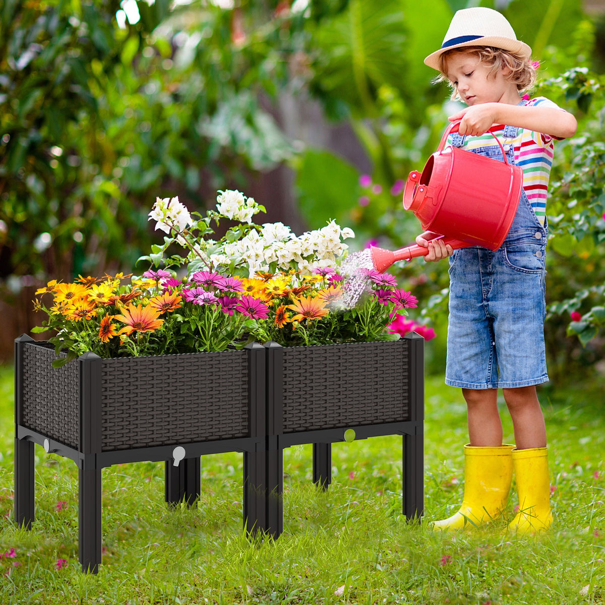 Elevated Plastic Raised Garden Beds – Set of 2