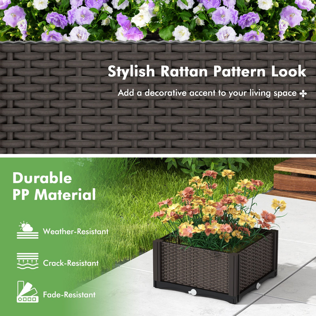 Elevated Plastic Raised Garden Beds – Set of 2