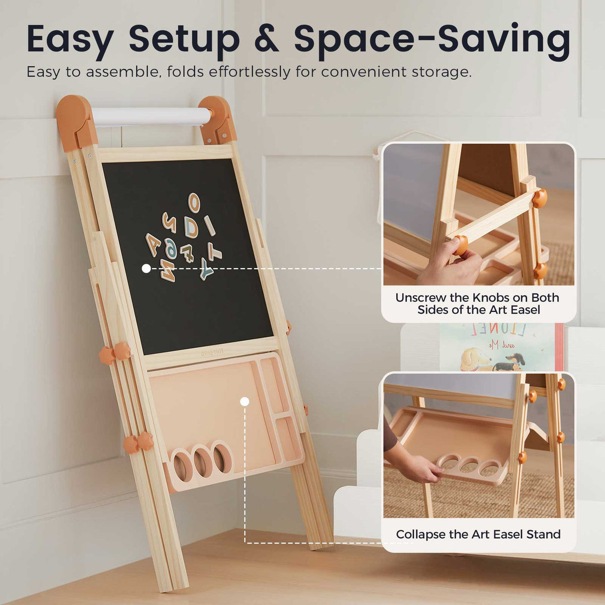 Tiny Land Caramel Magnitales Adjustable Double-Sided Kids' Easel