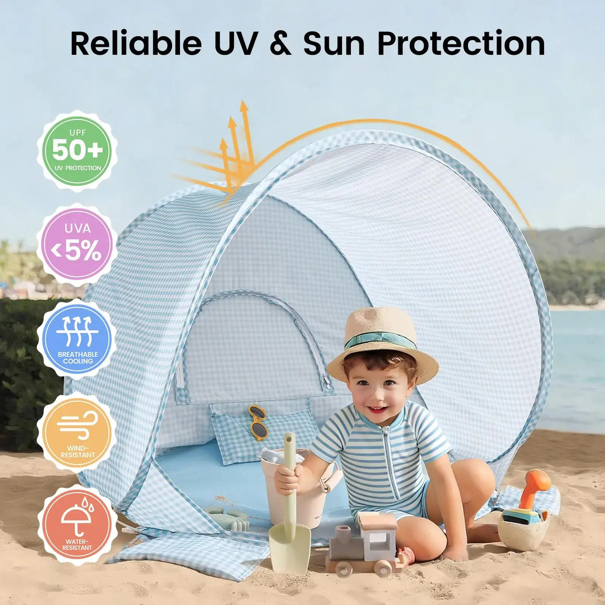 Tiny Land Beach Tent & Sand Toy Set for Kids