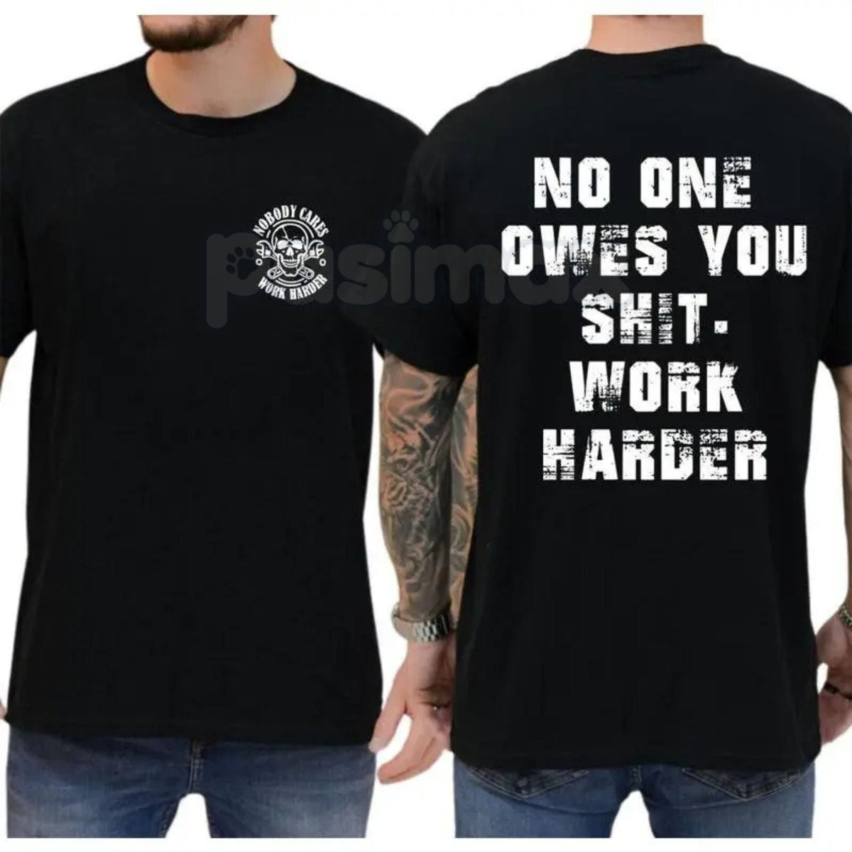 Work Harder Skull Graphic T-Shirt, Sweatshirt & Hoodie