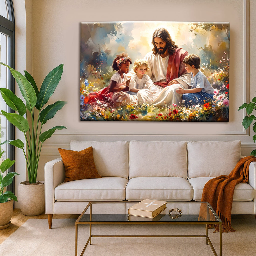 Jesus with Children VIII Christian Canvas Wall Art