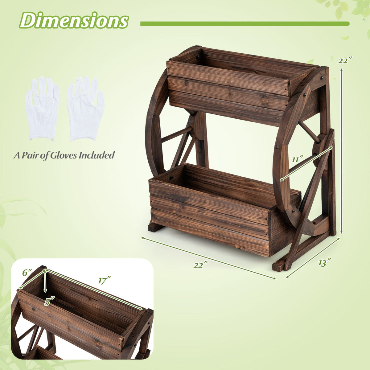 2-Tier Rustic Wooden Wagon Garden Planter