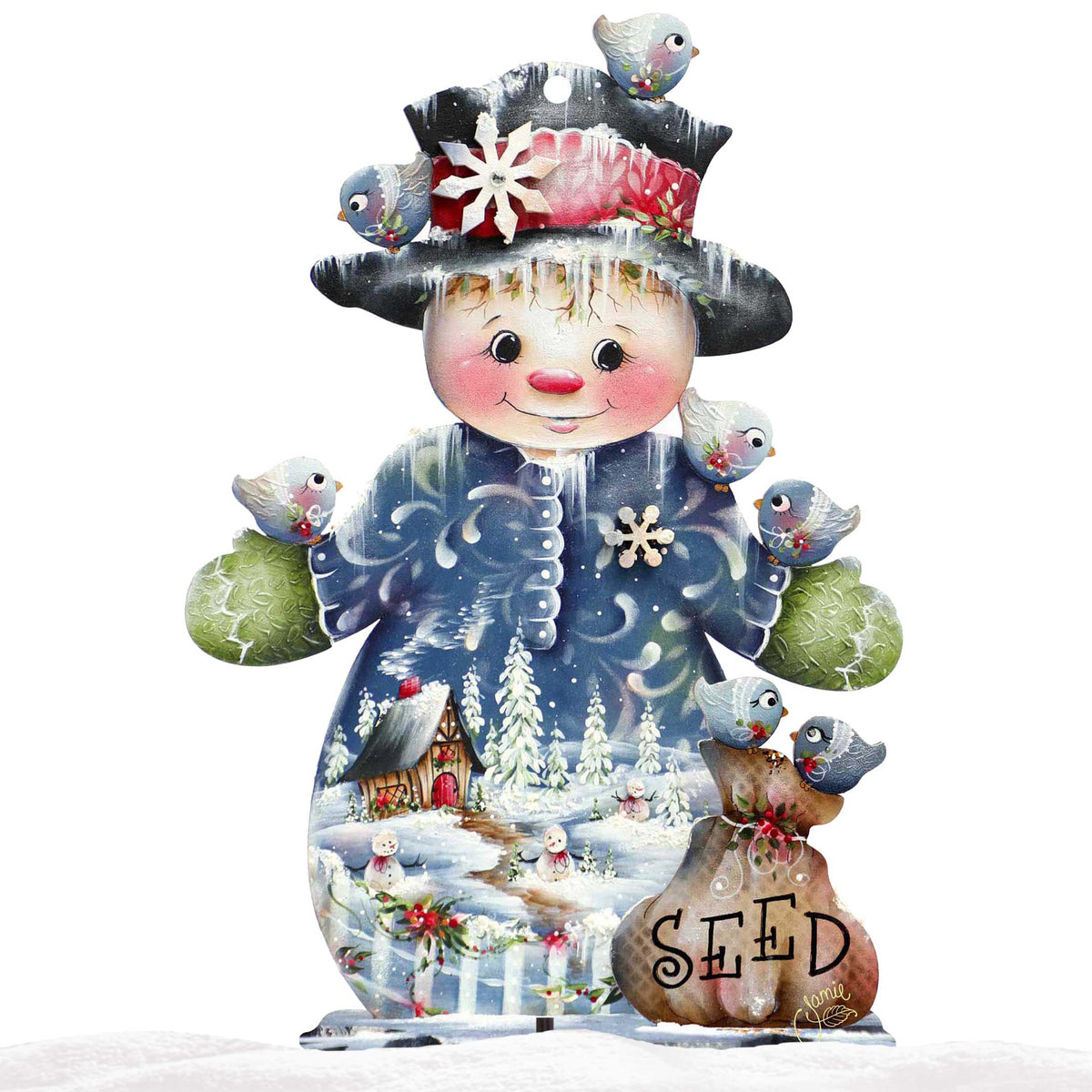 Blue Seed Freezing Christmas Outdoor Yard Sign by Jamie Mills-Price Christmas Santa Snowman Decor