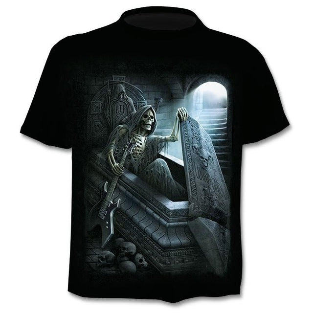 Men's Gothic Skull Punk Graphic T-Shirt