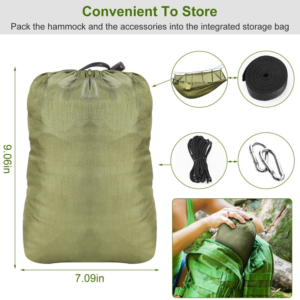 2-Person Camping Hammock with Mosquito Net — 600 lb Capacity