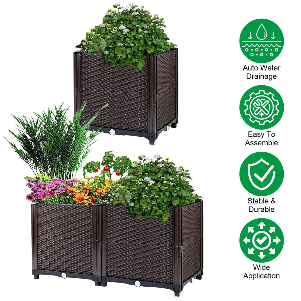 Self-Watering Raised Garden Planter Box