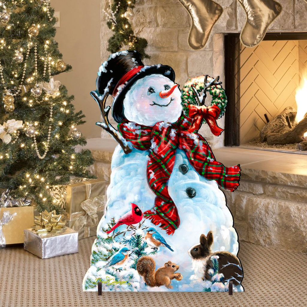 An Old-Fashioned Christmas Outdoor Yard Sign by D Gelsinger Featuring Santa and Snowman Decor