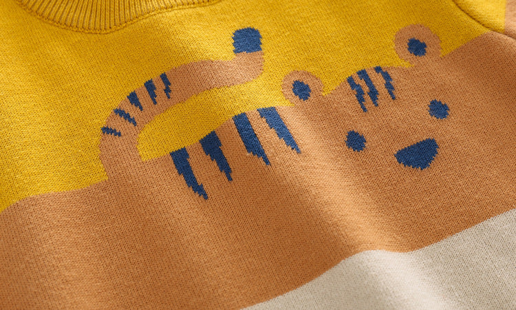 Boys’ Cartoon Jacquard Double-Layer Sweater