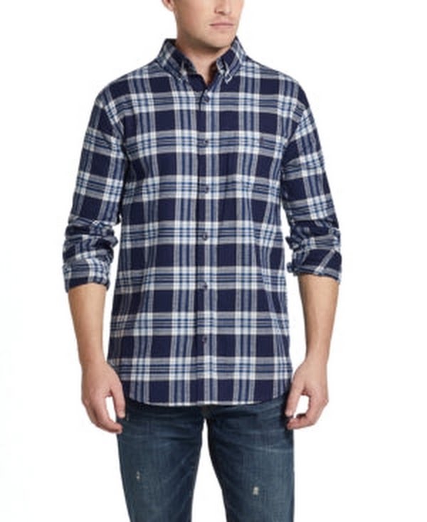 Weatherproof Vintage Men’s Brushed Plaid Flannel Shirt — Small