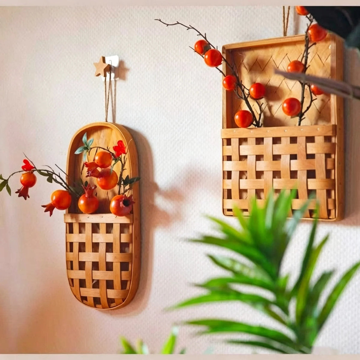 Handwoven Bamboo Wall Planter Basket
