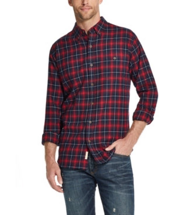 Weatherproof Vintage Men’s Brushed Plaid Flannel Shirt — Small