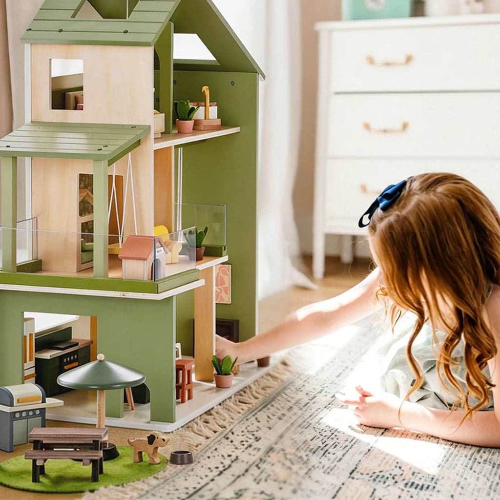 Tiny Land Sweetwood Edge Dollhouse — Green & Pink