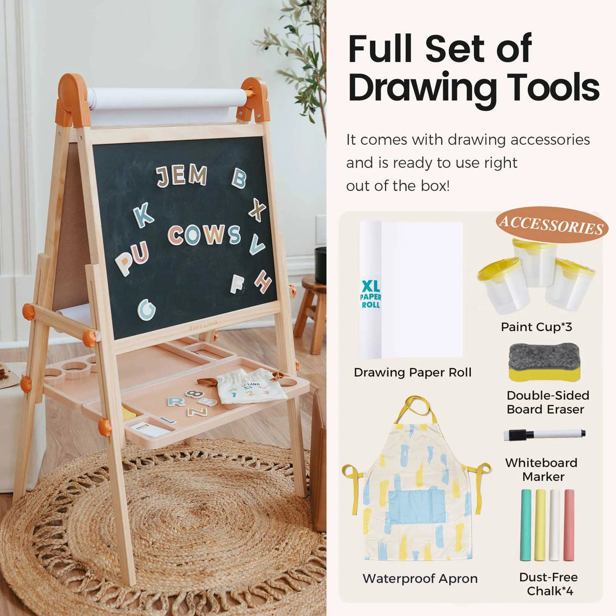 Tiny Land Caramel Magnitales Adjustable Double-Sided Kids' Easel
