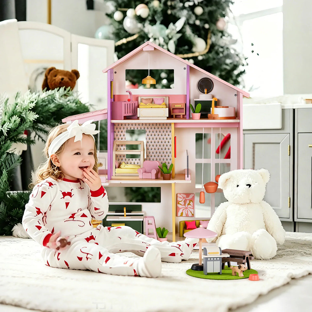 Tiny Land Sweetwood Edge Dollhouse — Green & Pink