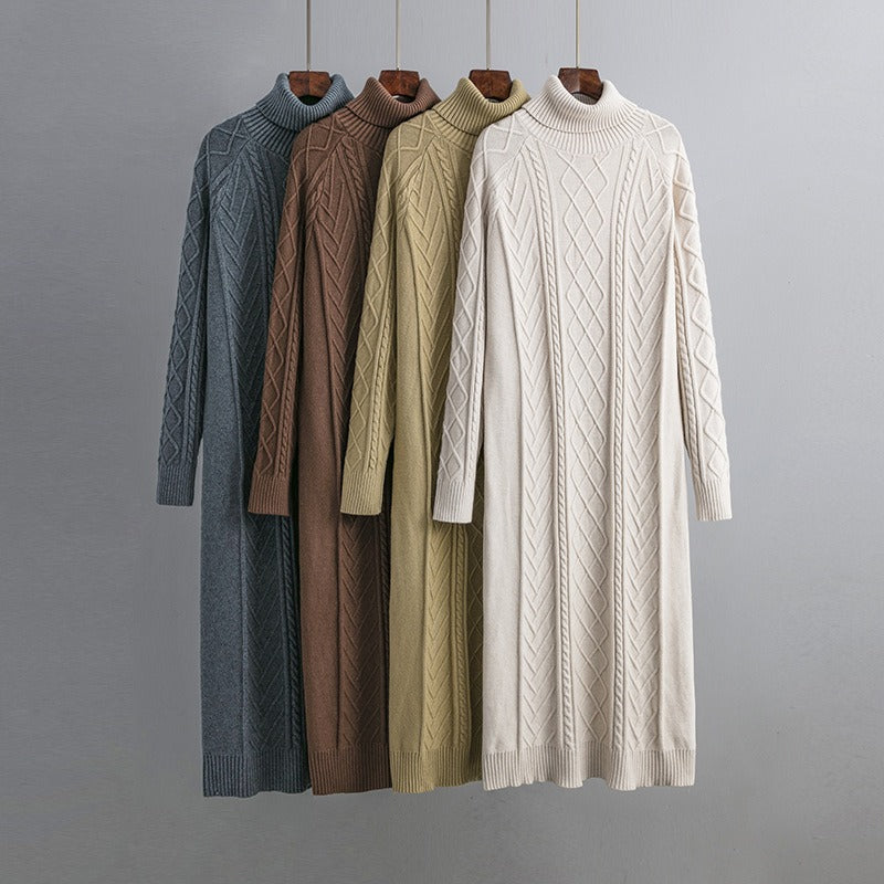 Women's High-Neck Midi Sweater Dress