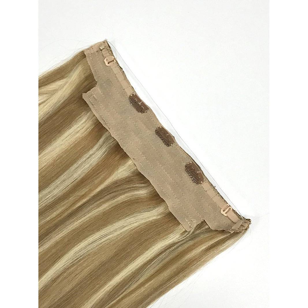 VIP BandX Halo Straight Human Hair Extensions with Clip, 18 Inches